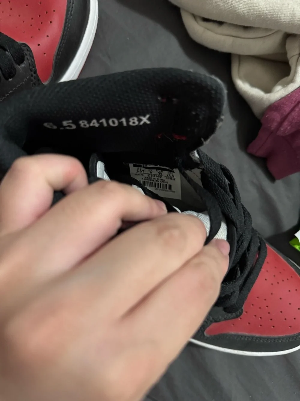 Nike Kids Black and Red High-Top Sneakers - Picture 3 of 3